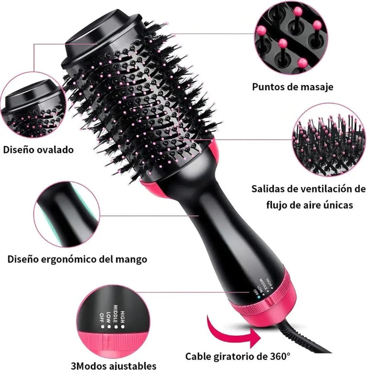 Cepillo Peine Secador 3 en 1